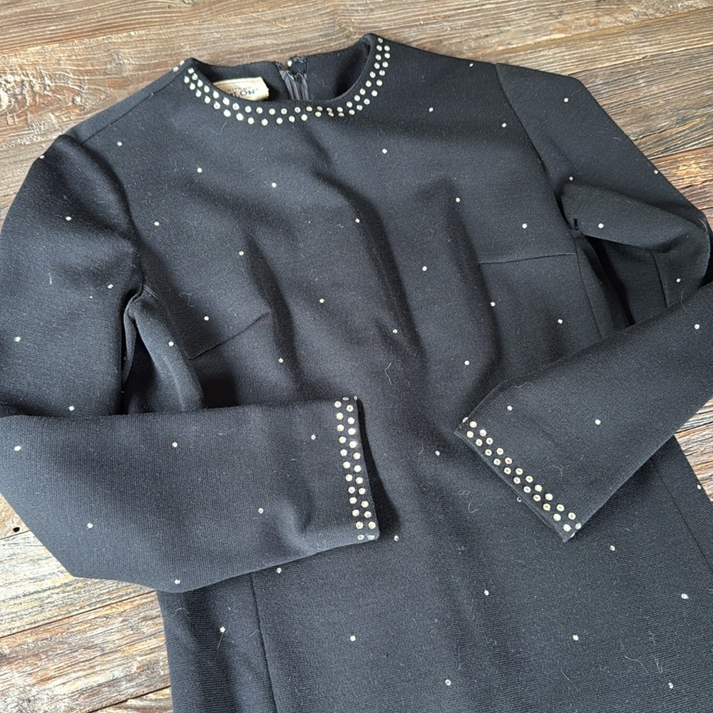Vintage L’Aiglon rhinestone embellish knit midi dress long sleeved EVC size S/M